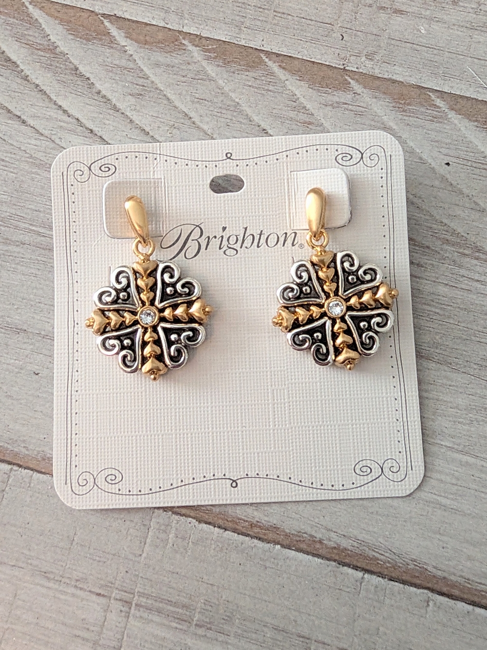 Brighton Alcazar Heart Two Tone Post Drop Earrings